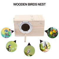Boîte de nidification en bois naturel pour bébés volailles Pinson Cage perroquet Boîte d'élevage d'oiseaux d'amour pour canari