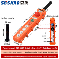 Botón de Operación para Polipasto Eléctrico SHSNAO COB-63H de Alta Calidad, Clasificación IP65, 10A, Plástico ABS, Interruptor 1NO/2NO 1NC, Control de Subida/Bajada para Grúa