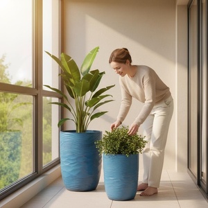 Maceta Moderna de Cerámica con Orificios de Drenaje, Acabado Esmaltado, Duradera, para Interiores, Exteriores, Jardín y Suelo - Product Image 4