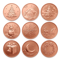 Médaille Souvenir Personnalisée Thème Noël, Pièce Commémorative en Cuivre 1oz 2oz 5oz, Pièce de Défi Père Noël Bonhomme de Neige