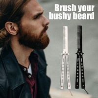 Peigne de coiffure d'entraînement pliable type couteau papillon (Balisong) avec logo personnalisé pour hommes