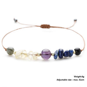 Joyería de cuentas de cobre Original, nueva piedra de cuentas de moda para pulsera, amatista, lapislázuli, piedra triturada geométrica con tarjetas - Product Image 5