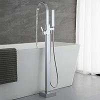 Robinet de baignoire indépendant chromé, robinet de salle de bain en laiton à poser au sol, douchette à commande unique.