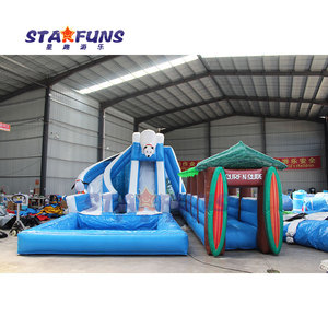 Gấu Bắc Cực Lao Kép Làn Đường Trượt Nước Thương Mại Dài Trượt Nước Inflatable Cho Người Lớn Hồ Bơi Bơm Hơi Trượt Nước - Product Image 2