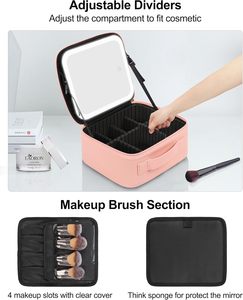 Large Capacity Single-Sided Cosmetic Mirror <b>Makeup</b> <b>Case</b> LED Lighted Dimmable Magnifying Mirror Custom Color Logo for Home Use - Product Image 3