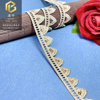 LEIXUSI Bordure en dentelle à paillettes dorées de 1,5 cm, broderie en fil d'or pour accessoires de vêtements pour enfants, fabrication artisanale, vente en gros