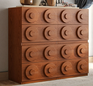 Armoire de rangement latérale en bois massif avec poignée ronde de style moderne du milieu du siècle, design rétro pour meubles de maison - Product Image 3