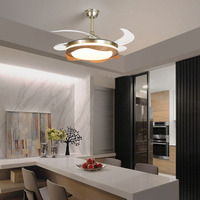 Ventilateur de plafond LED rétractable de 42 pouces avec télécommande à lumière invisible Ampoule de lustre scellée Lustre moderne