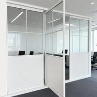 HDSAFE Porte Intérieure en Verre Trempé, Cloison de Pièce pour Appartement et Bureau, Style Français, Cadre en Aluminium, Porte Pivotante Battante