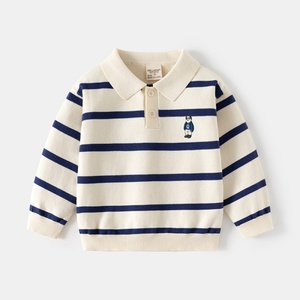 Nouveau <span class=keywords><strong>Pull</strong></span> Enfant Rayé à Col Polo Printemps 2025, Tricot Polyvalent pour Tout-Petits, Vente en Gros Tendance pour Enfants - Product Image 4
