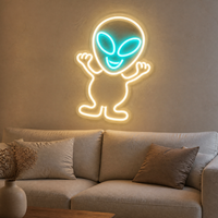 Enseigne néon LED Alien mignon, lumière néon Alien souriant de dessin animé pour salle de jeux, bar, décoration murale pour homme