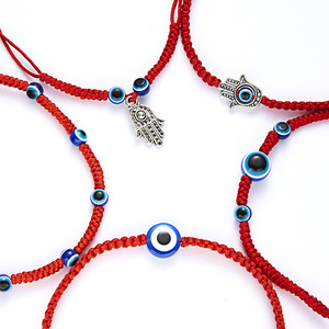 Braccialetto Portafortuna con Corda Rossa e Occhio di Allah, Corda Intrecciata Regolabile, Protezione di Fatima, per Donne, Uomini, Ragazze, Amicizia BFF - Product Image 4