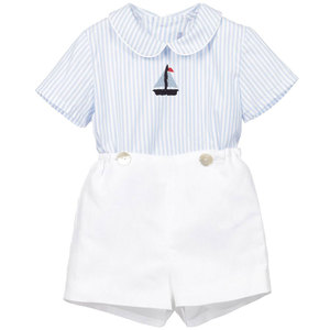 Conjuntos de Ropa de Verano 2021 para Bebés y Niños Pequeños Españoles, Camisetas Rojas con Pantalones Cortos a Rayas, Ropa Infantil al por Mayor 08AS105375 - Product Image 4