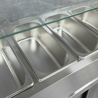 Bar à salade de fruits moderne en acier inoxydable congélateur pour présentoir de comptoir en verre pour salade et légumes