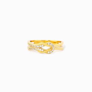 RFJEWEL Systerly amour carré noeud anneau cadeau de bague d'amitié durable laiton CZ anneau réglable - Product Image 2