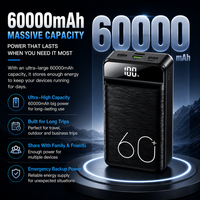 Livraison rapide depuis l'entrepôt américain, livraison gratuite, batterie externe 60000mAh, grande capacité, batterie externe de voyage en plein air, lumière d'urgence LED