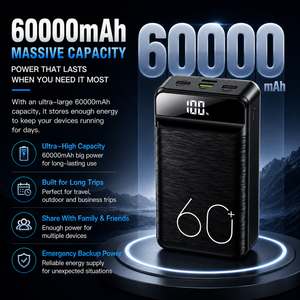 Consegna Rapida dal Magazzino USA, Spedizione Gratuita, Power Bank da 60000mAh, Grande Capacità, Power Bank da Viaggio per Esterni, Luce LED di Emergenza - Product Image 2