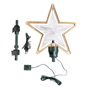 LINGKAI <b>LED</b> <b>Lighted</b> Star <b>Tree</b> Topper Golden Frame Double Layer Star Lamp Christmas <b>Tree</b> Top for Holiday Home Decor - Product Image 5