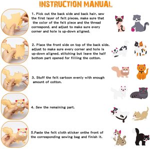 <span class=keywords><strong>Facile</strong></span> da cucire educativo di apprendimento precoce artigianato principiante bambini fai da te divertente animale di peluche gattino sentiva gatto del giocattolo del mestiere kit da cucito - Product Image 3