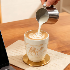Taza de Espresso de Porcelana Creativa Árabe, Diseño de Camello del Desierto Estilo Medio Oriente, Apta para Microondas y Lavavajillas, Regalo de Ramadán - Product Image 4