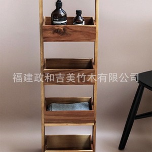 Acacia Wood Multi Layer Storage <b>Rack</b> 4 Tier Standing Bathroom Flower Pot Holder Solid Wood Organizer - Product Image 4