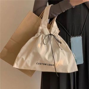 High Quality Eco-Friendly Reusable Canvas Cotton Tote <b>Bag</b> Wholesale <b>Drawstring</b> Shopping <b>Bag</b> with Custom Logo Print - Product Image 1