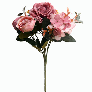 Bouquet artificiel haut <span class=keywords><strong>de</strong></span> gamme en soie, 30 cm, violet, blanc, <span class=keywords><strong>rose</strong></span>, rouge, <span class=keywords><strong>hibiscus</strong></span> et <span class=keywords><strong>rose</strong></span>, pour centres <span class=keywords><strong>de</strong></span> table <span class=keywords><strong>de</strong></span> mariage et décorations <span class=keywords><strong>de</strong></span> table - Product Image 6
