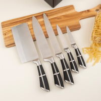 Ensemble de couteaux de cuisine 6 pièces en acier inoxydable à haute teneur en carbone Nouveau style Poignée creuse Logo personnalisable écologique pour les chefs