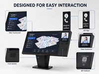 Kiosque interactif de signalisation numérique sur pied de 65 pouces avec écran tactile, terminal de recherche d'informations, écran d'aide vidéo et boîte à lumière LED