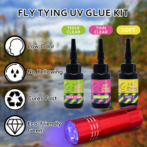 Set de Resina UV TIMESRUI para Atado de Moscas - Fórmulas Espesas/Delgadas/Suaves 3x10ml, Curado UV LED 20-30s, Fácil <span class=keywords><strong>Flujo</strong></span>, Reparable para Cajas de Alas de Moscas y Señuelos - Product Image 2