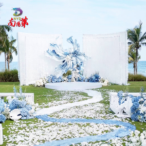 Trang Trí Đám Cưới Nhân Tạo Thanh Lịch Hiện Đại Mở Hoa Màu Xanh Hoặc Màu Trắng Vải Lớn Hoa Làm Cỏ Tường Trang Trí Nội Thất - Product Image 3