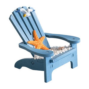 Mini chaise de plage de style méditerranéen, ornement de bureau en bois bleu, décoration marine - Product Image 4