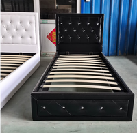Lit Double King Queen en Bois de Bouleau, Dernier Design Moderne, Mobilier de Salle à Manger, Revêtement en Cuir PU Capitonnée, avec Rangement et Système de Levage à Gaz en Cristal