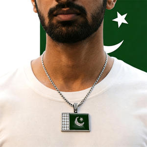 Collares con Estrella y Media Luna de Pakistán, Colgantes de Metal con la Bandera Nacional, Amuletos de Regalo Islámicos, Venta al por Mayor, Cadena de Cuentas para Turismo del Sur de Asia - Product Image 5