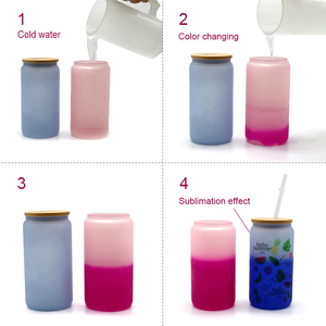 Hot bán 16oz 20oz nước trái cây cà phê đá Soda hình bia Frosted Gradient màu thủy tinh có thể với nắp tre - Product Image 4