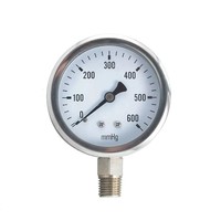 Manomètre numérique en acier inoxydable à tube Bourdon pour la mesure de la pression d'air, des gaz et de divers fluides 0-600 mmHg