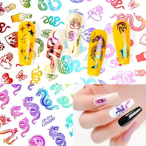 Commercio all'ingrosso su ordinazione di colore Magico 3D decorazione dragon snake decalcomanie del serpente del chiodo adesivi nail art sticker