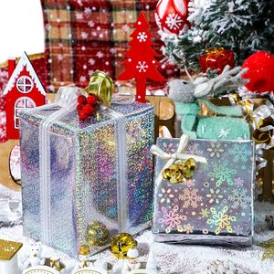 MAYPLUSS Christmas Holographic Foil Wrapping Paper 17in x 120in Silver Snowflake Dots Design Iridescent Metallized Paper - Product Image 4