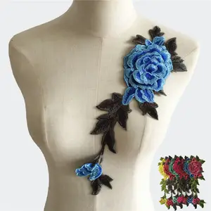 Вышивка цветок для платья полиэстер шнурки воротник для рукоделия аппликация шитья кружева и отделка ремесленный материал аксессуар