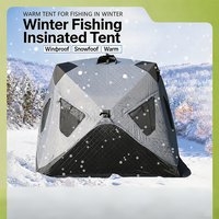 Tente de pêche pliable thermique extensible, facile à monter, en tissu Oxford imperméable, avec structure en fibre de verre, grande taille pour 3-5 personnes, toit surélevé