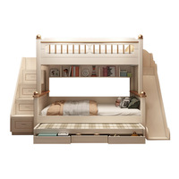 Lit d'enfant en bois multifonctionnel de grande taille avec cadre de lit et casier pour meubles de chambre à coucher