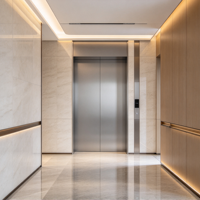 Ascenseur domestique pour personnes âgées, usage familial, ascenseur résidentiel compact, installation intérieure, faible bruit, design de panneau de porte