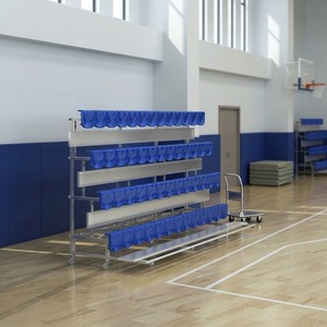 <span class=keywords><strong>Gradas</strong></span> Modulares Retráctiles de 4 Filas para Interiores, 64 Asientos Plegables de Aluminio, <span class=keywords><strong>Gradas</strong></span> Portátiles con Ruedas para Todas las Estaciones, OEM - Product Image 6