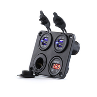 Panneau de chargeur pour voiture, bateau, camping-car 12V~24V, prise de chargeur USB, prise allume-cigare, voltmètre numérique DC pour bateau, yacht, camion