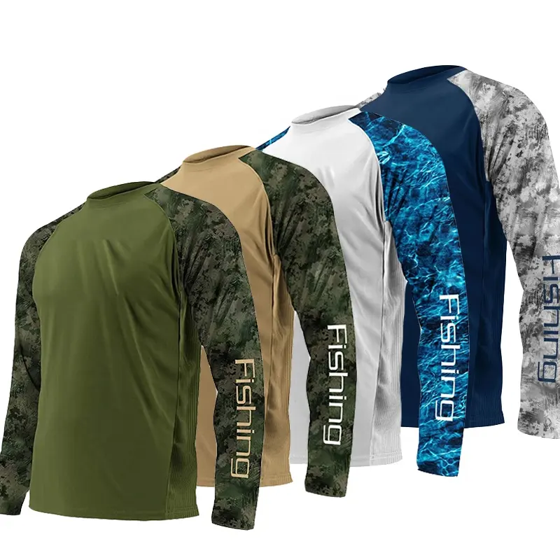 Camisa de manga larga de gran tamaño para hombre de nuevo diseño Protección solar UPF50 + Uniforme de pesca Jersey de pesca de manga larga transpirable