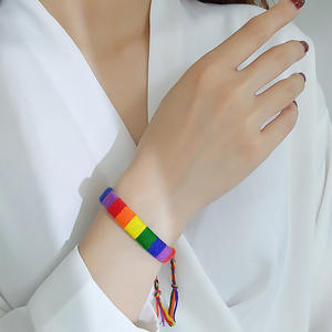 SC vente en gros fait à la main népal amitié arc-en-ciel drapeau Bracelets réglable amour est amour <span class=keywords><strong>Gay</strong></span> lesbienne LGBT fierté chaîne Bracelets - Product Image 3
