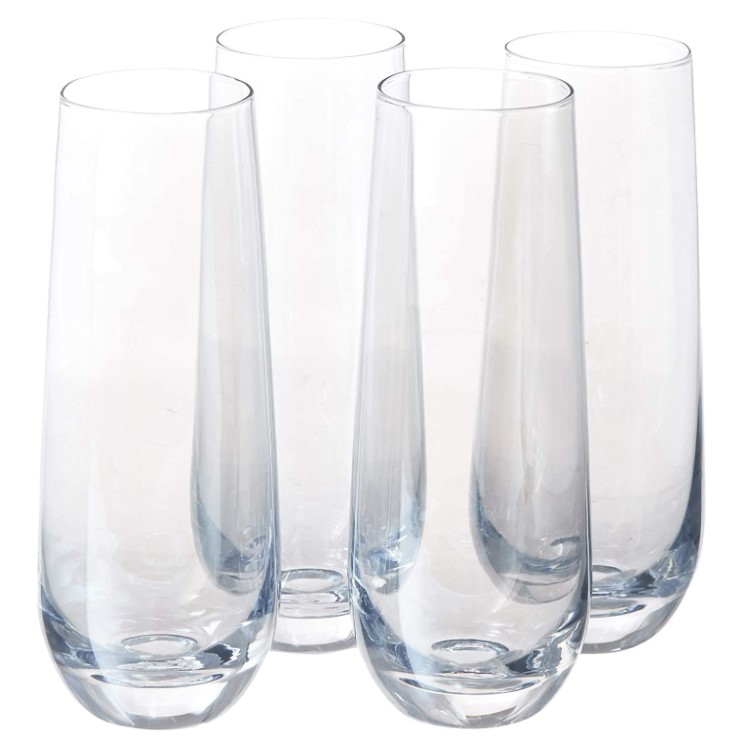 Fusion Luster Champagne Flutes Stemless Wine Glasses, Set of 4, Party Entertainment Dining Beverage Drinking Glassware