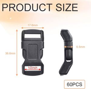 Curved Side Quick Release Heavy Duty Strong Waterproof Luxury Plastic Buckles Paracord Bracelets Clasp 3/8 Inch (10mm) - Product Image 2