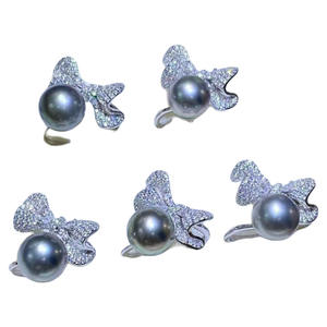 DIY <b>Pearl</b> Accessories S925 Silver <b>Ring</b> Stand Empty with 8-10mm Round Beads Trendy Fashion Jewelry Inlay Setting Type - Product Image 5