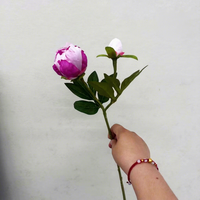 Fleur artificielle de pivoine à 2 têtes, pivoine en soie artificielle à tige unique, arrangement floral rose pour la décoration de la maison, de l'hôtel et des mariages